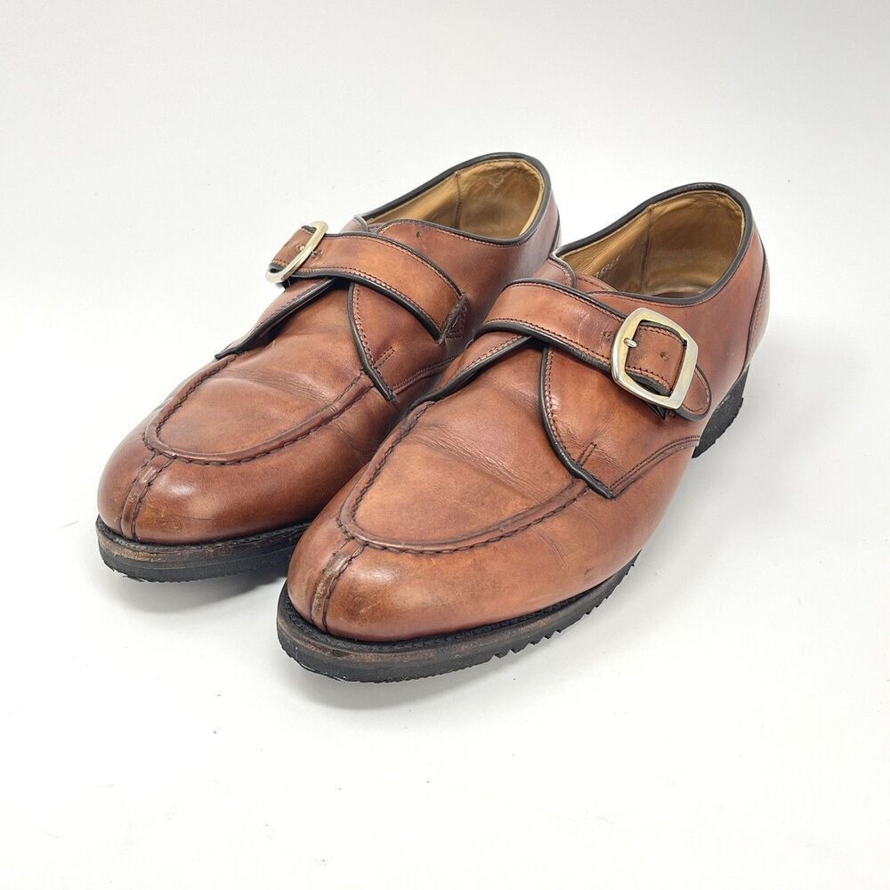 Allen Edmonds Mens Cornell Chili Cognac Brown Monk Strap Leather Shoes Size 9.5D